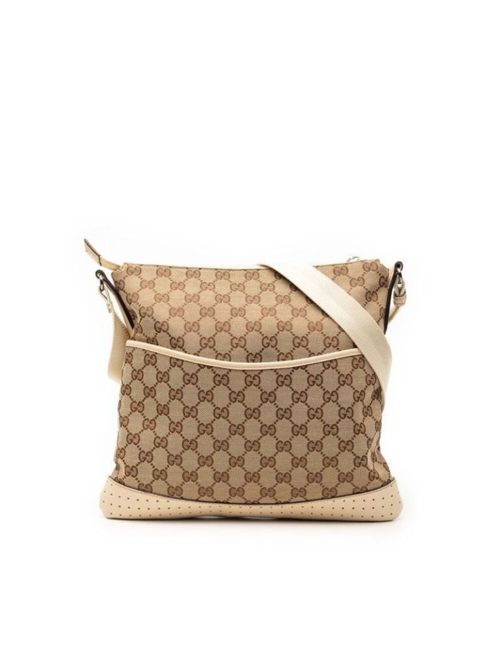 Gucci GG Canvas Crossbody Shoulder Bag Beige Ivory